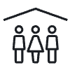 graphic icon of three people under 