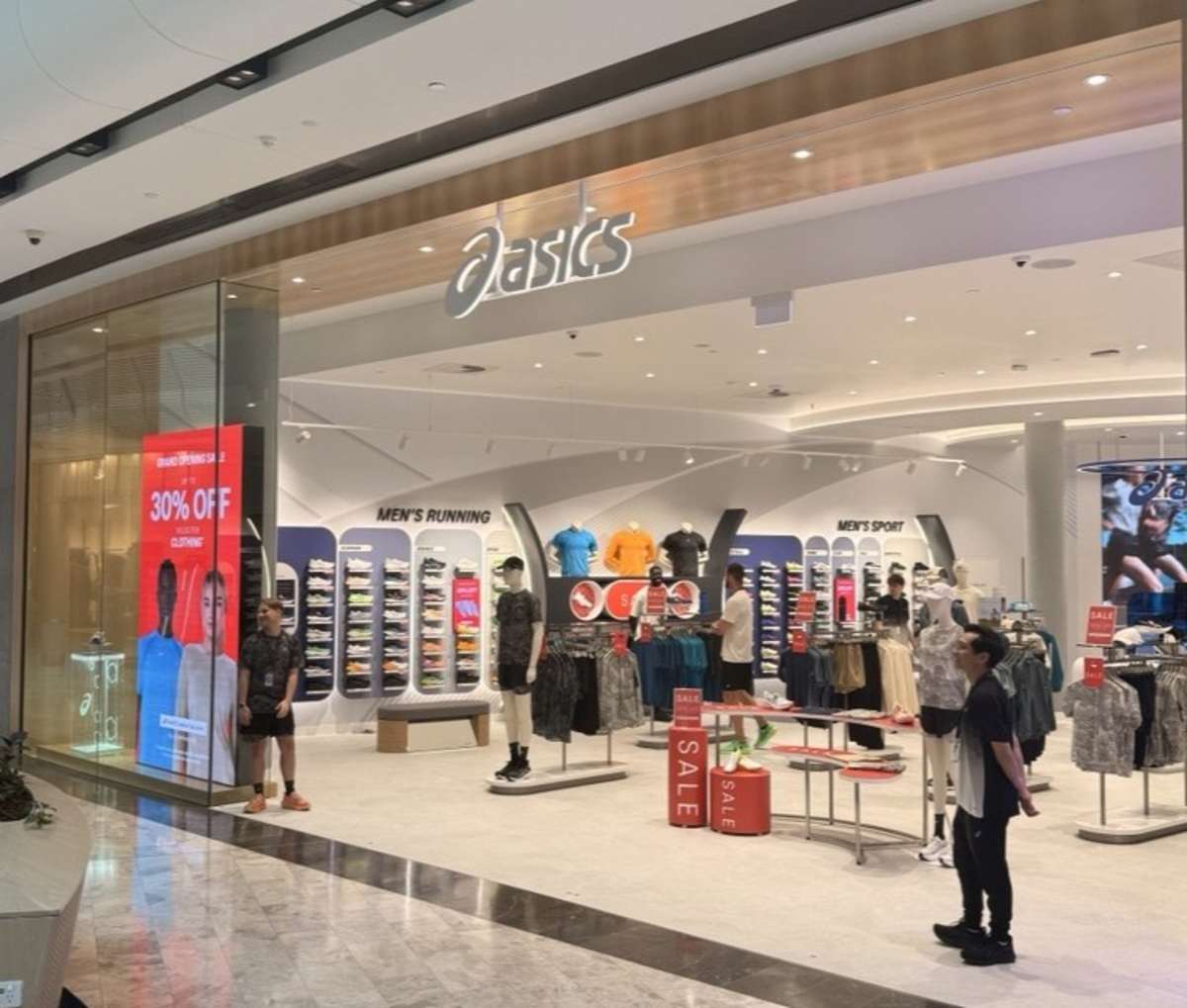 An image of the ASICS store storefront at Westfield Carousel.