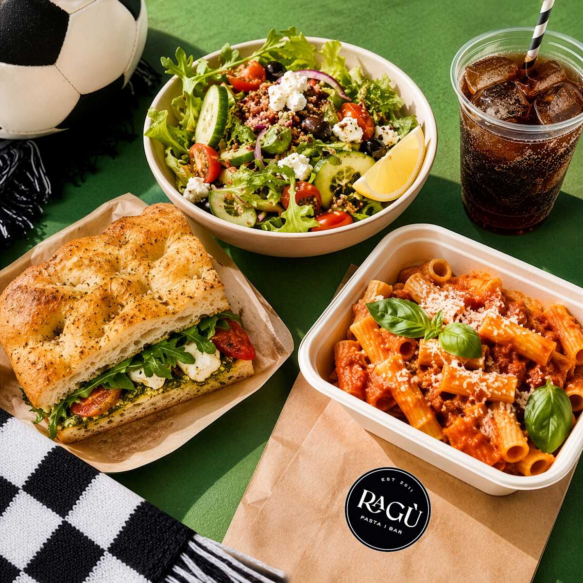 Ragu Pasta and wine fifa food bites