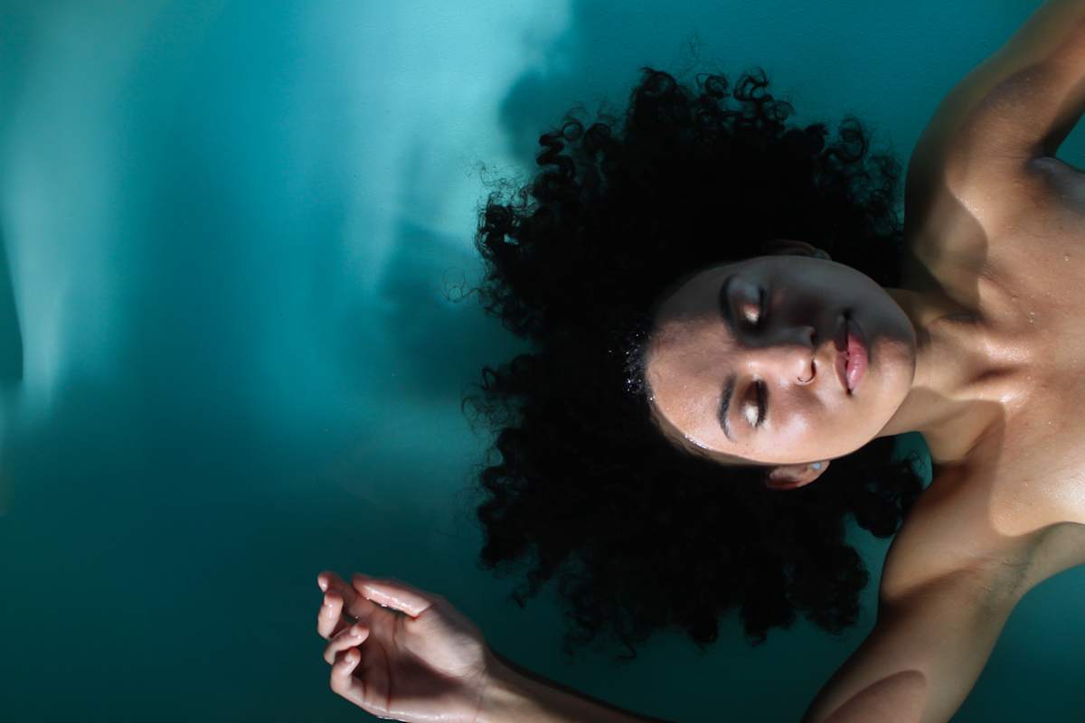Lady floating in water