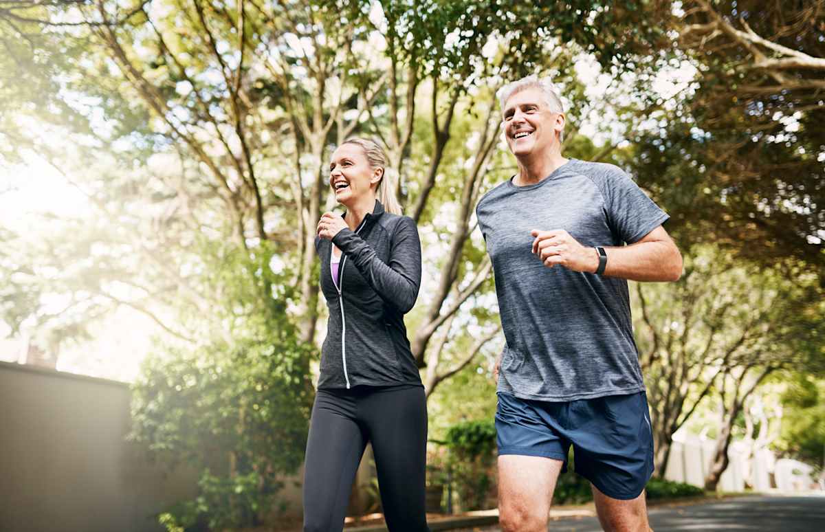 Couple getting ready for a run