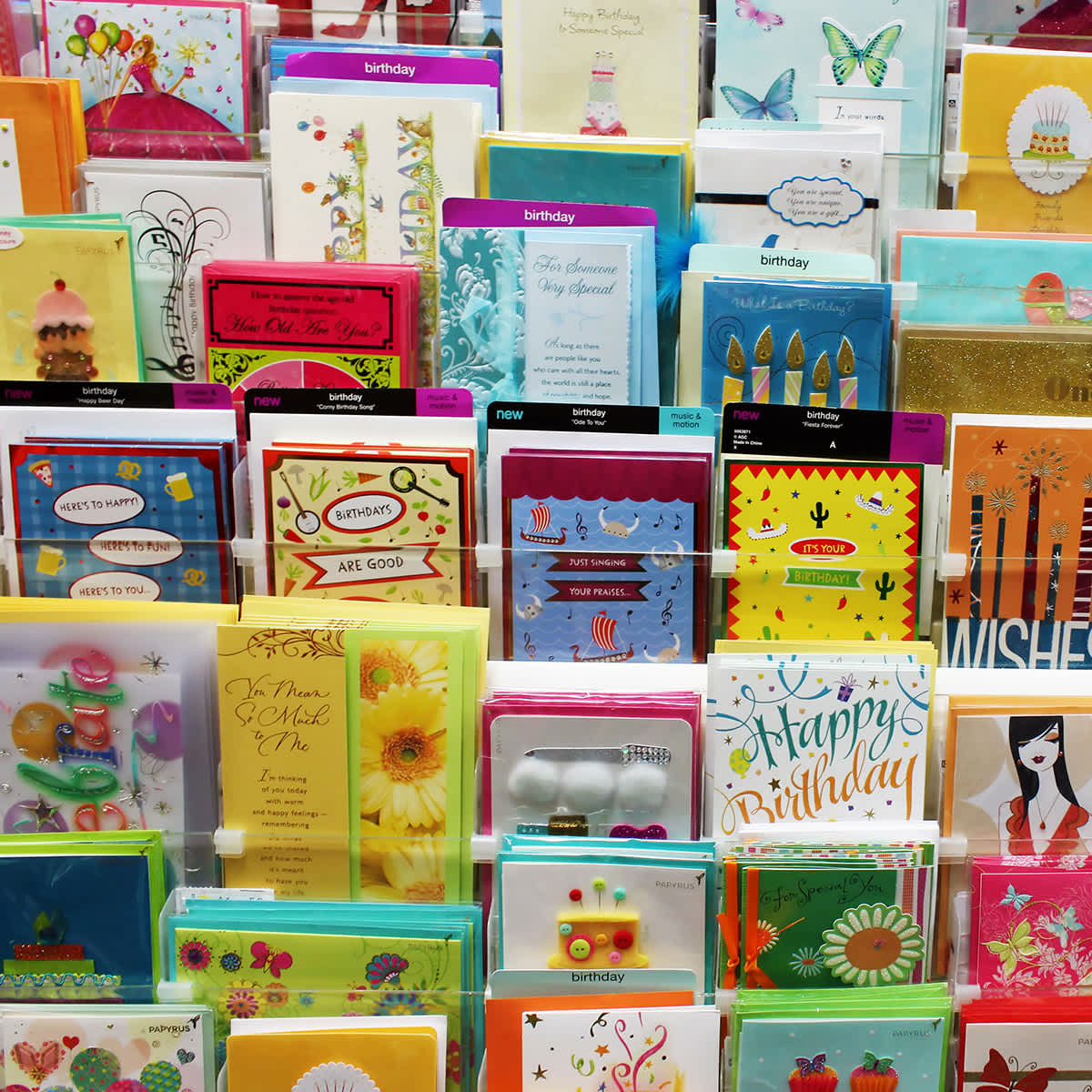Wall of greeting cards