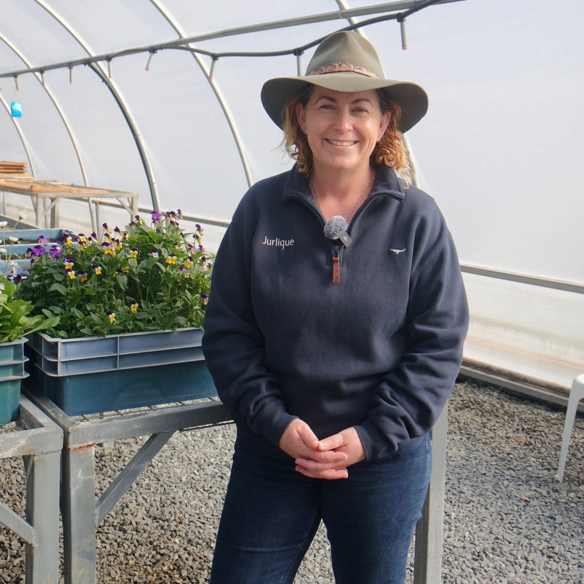 Cherie from Jurlique at the Jurlique Farm in the Adelaide Hills