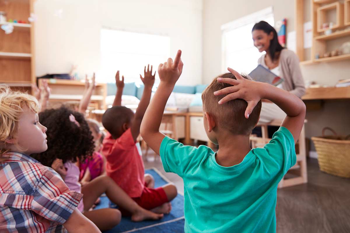 Children learning in class