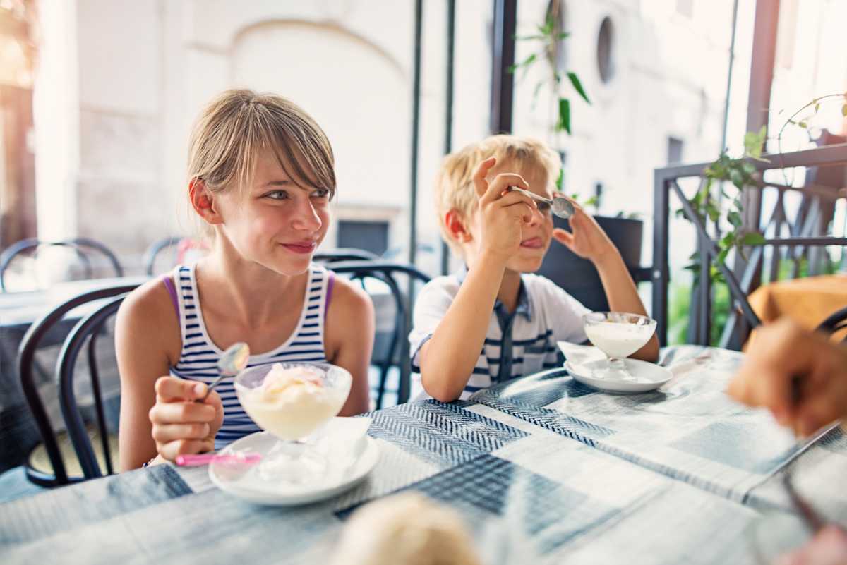 Children eating dessert