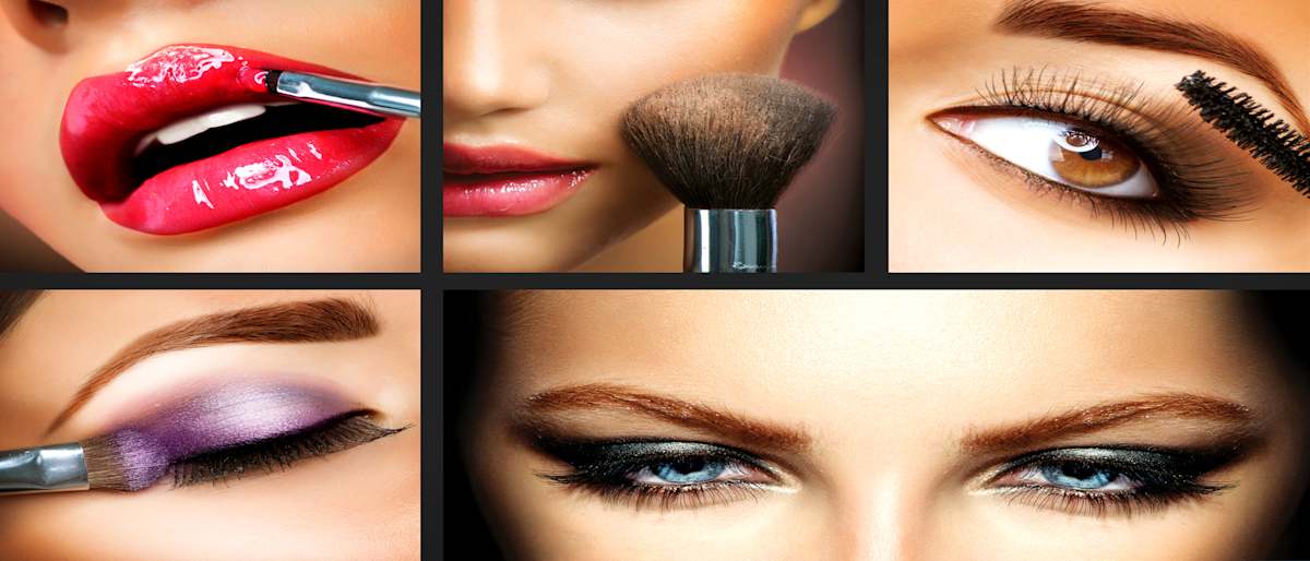 Photo collage of model with makeup on