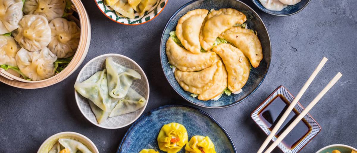 Asian food laid out on the table