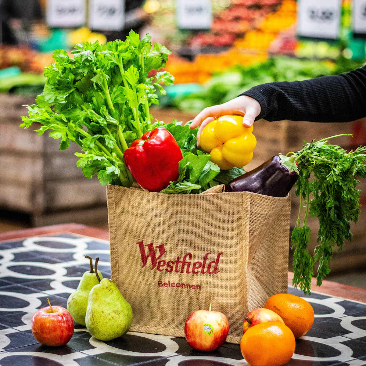 Hessian bag with fresh food