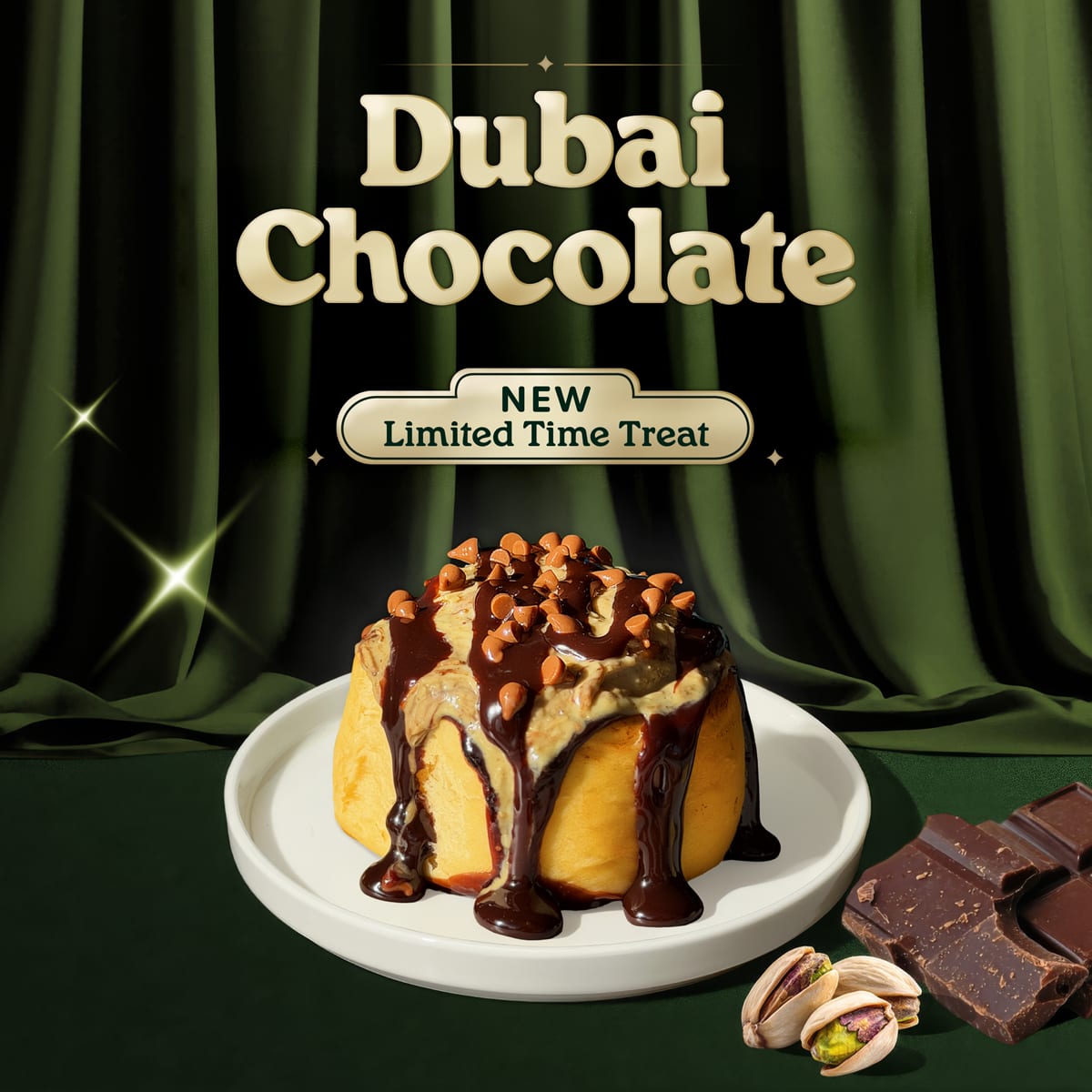 Cinnabon: Dubai Chocolate Has Arrived 🤎💚