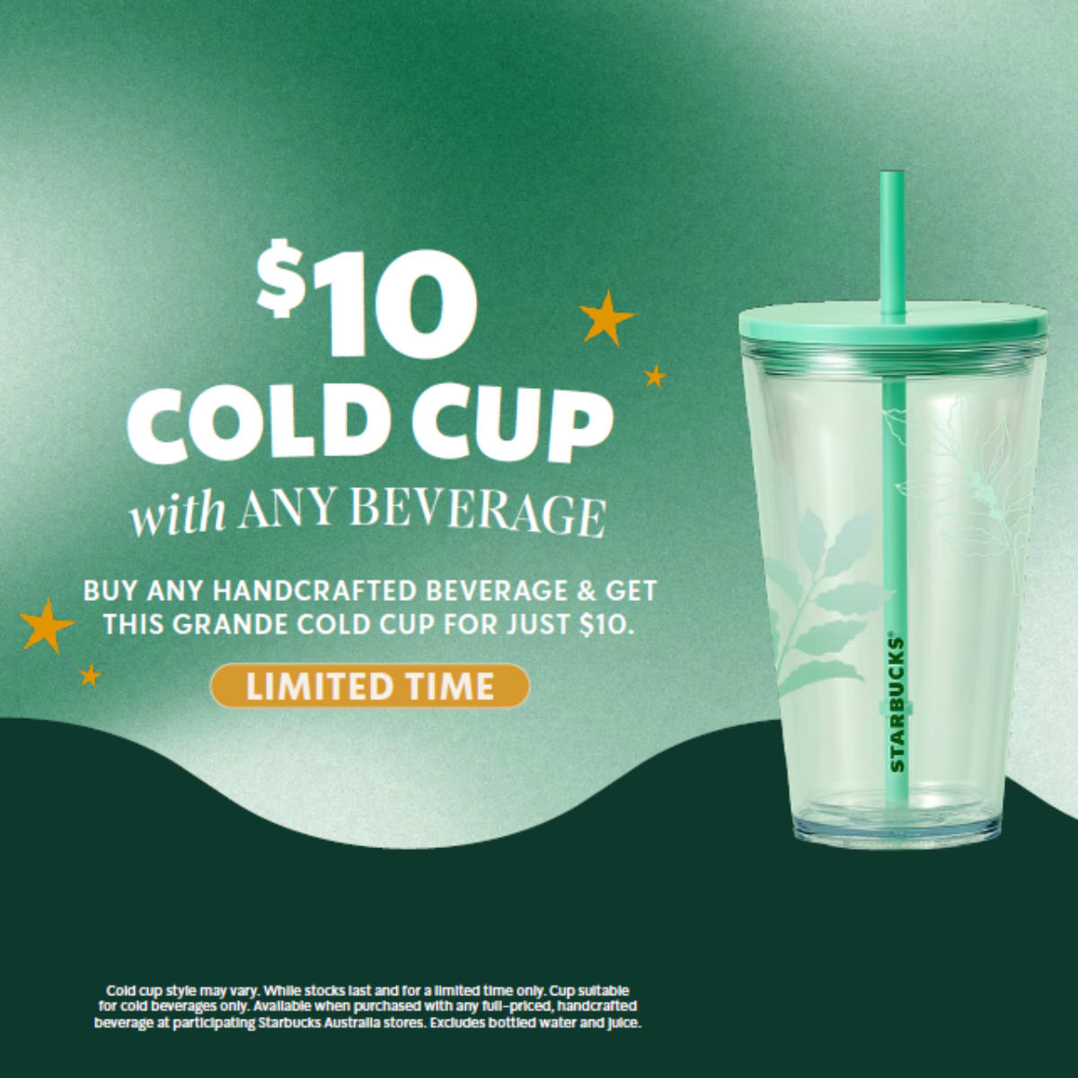 Starbucks: Sip in style with our $10 Cold Cup promo!