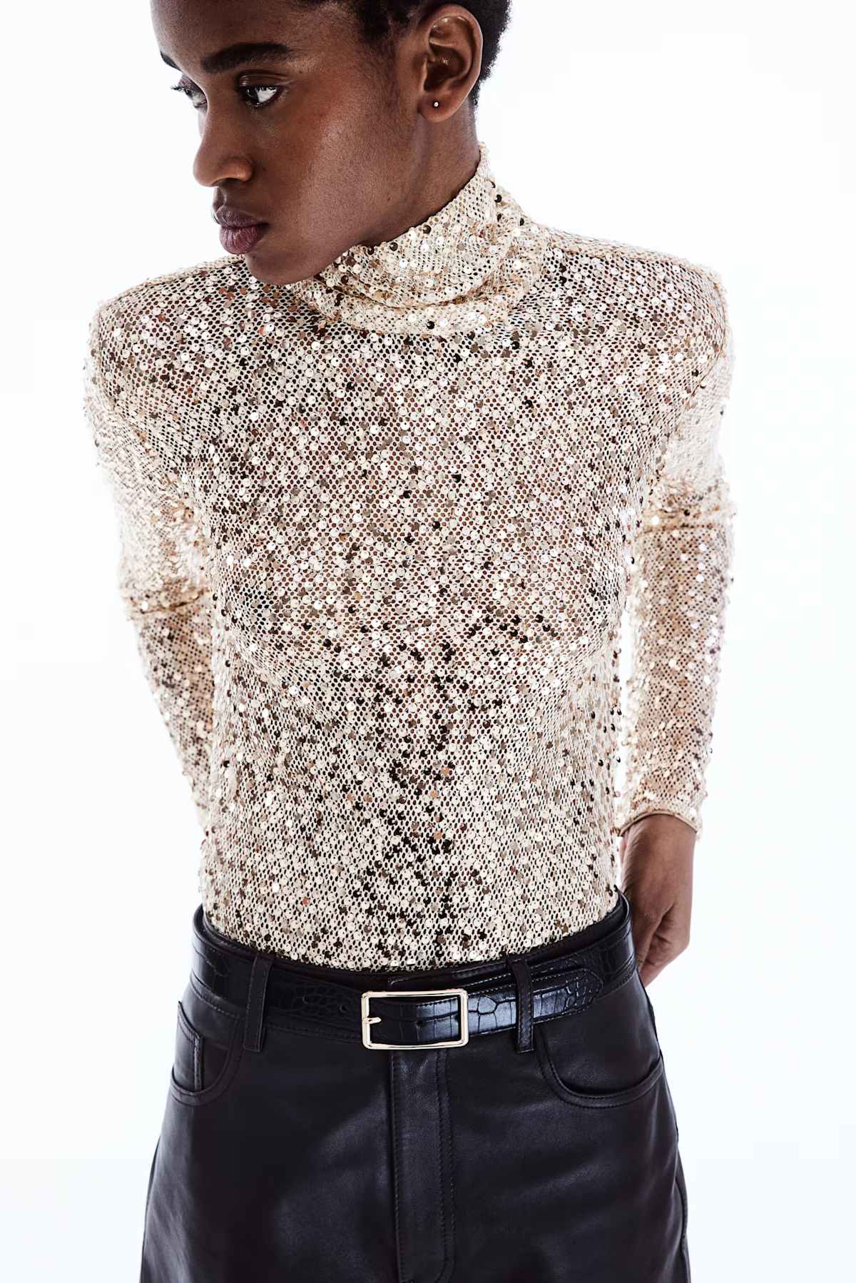 ZARA Sequin High Neck Top