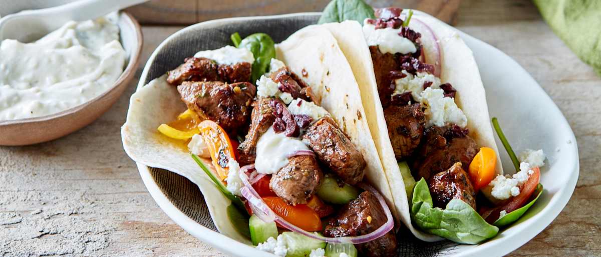 Greek lamb and feta tacos