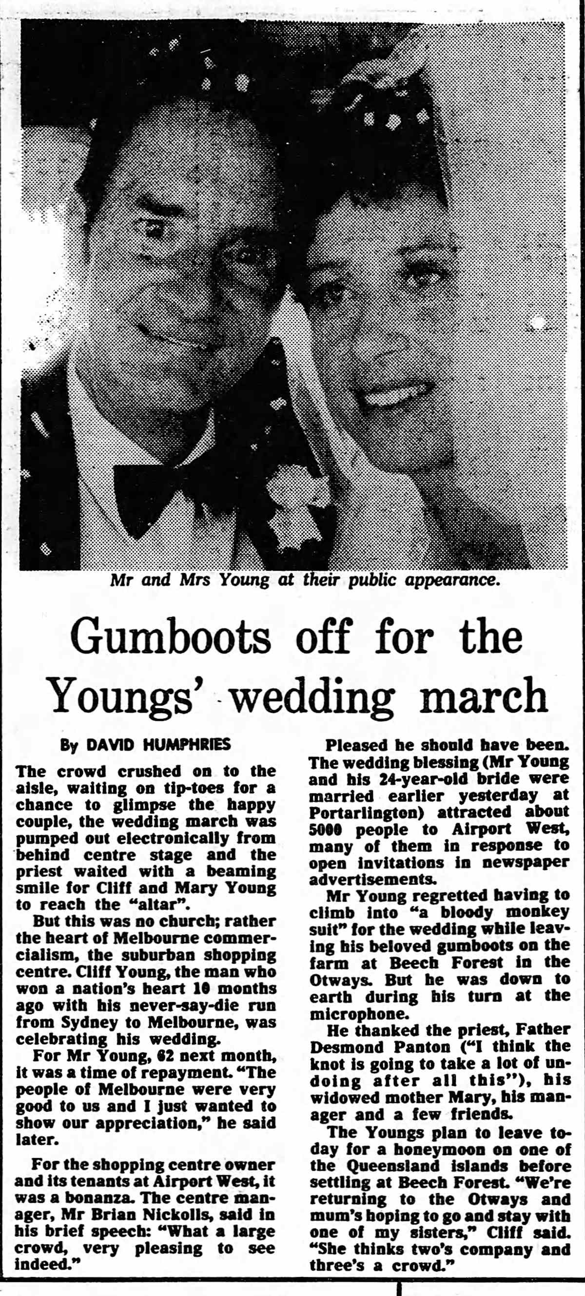 Cliff Young Wedding