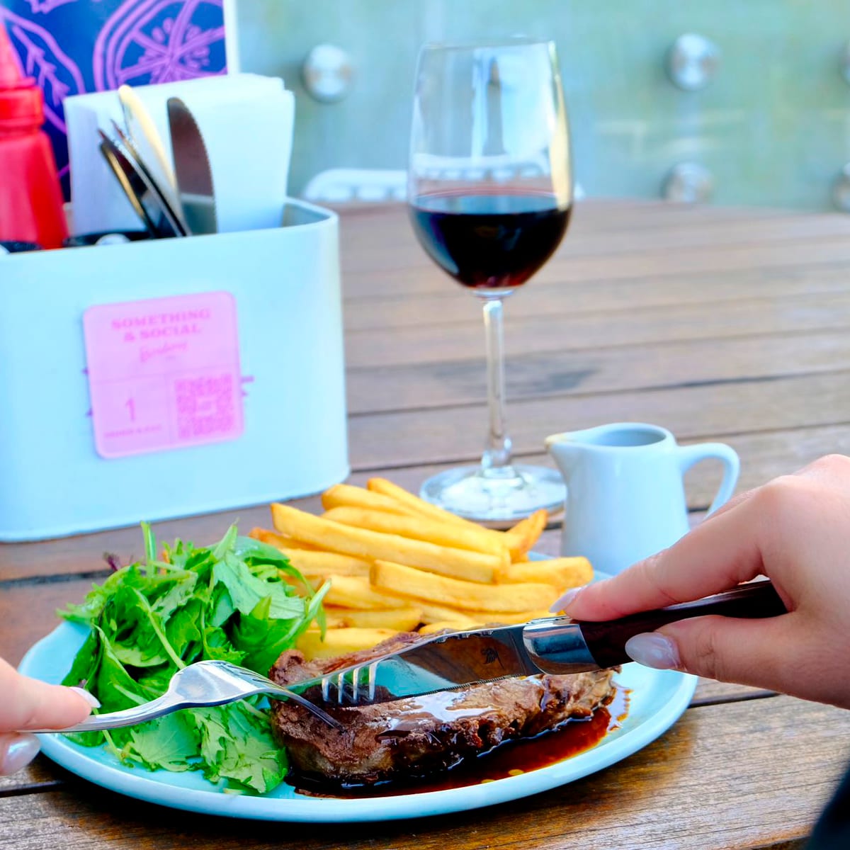 Something & Social: $25 steak, salad and fries