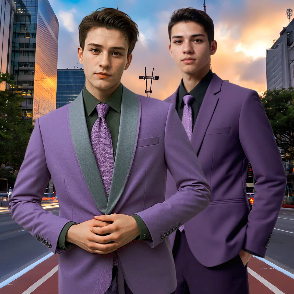 Reuben F Scarf: NEW PURPLE SUITS