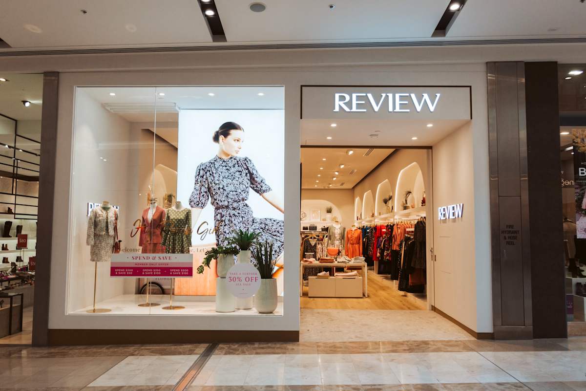Review Australia feminine fashion storefront display