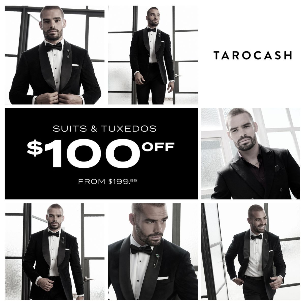Tarocash: Take $AU100 off Suits & Tuxedos -