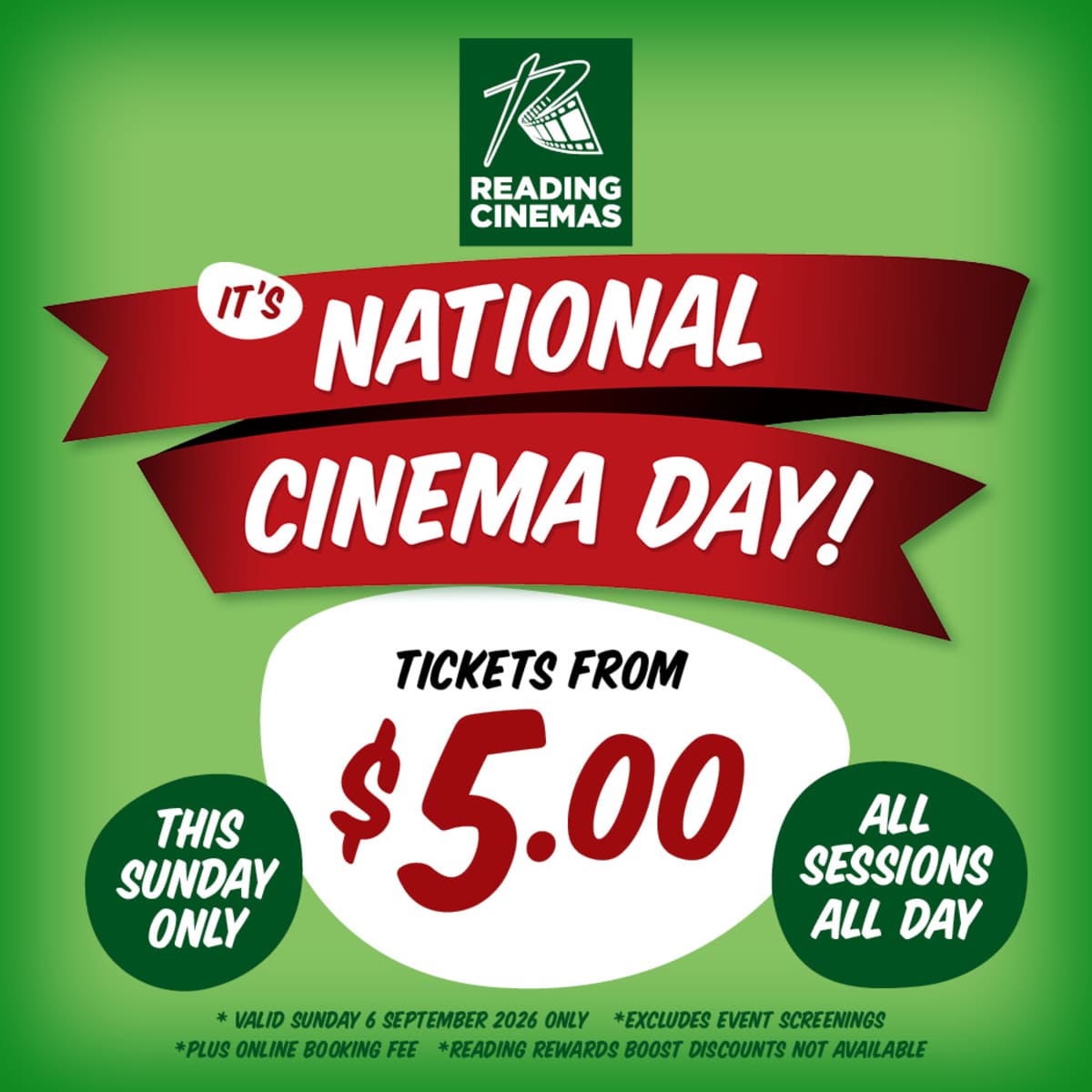 Reading Cinemas $5 tickets 2026