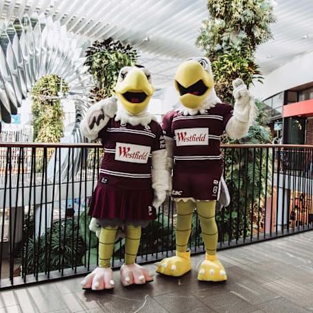 Egor and Ellie Manly Warringah Sea Eagles Mascots Arena Stage Warringah