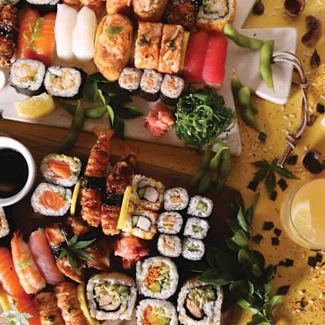 Sushi on plates
