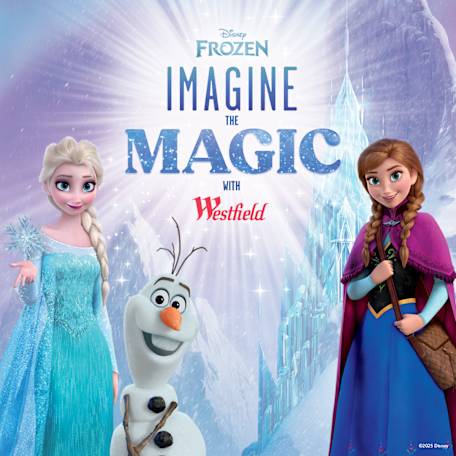 Anna and Elsa from Disney's Frozen on a winter backdrop