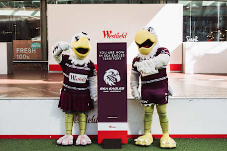Egor and Ellie Manly Warringah Sea Eagles Mascots Arena Stage Warringah