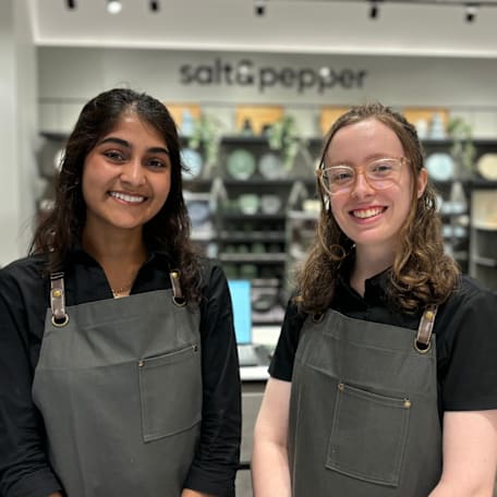 salt&pepper sales attendants with product in the background