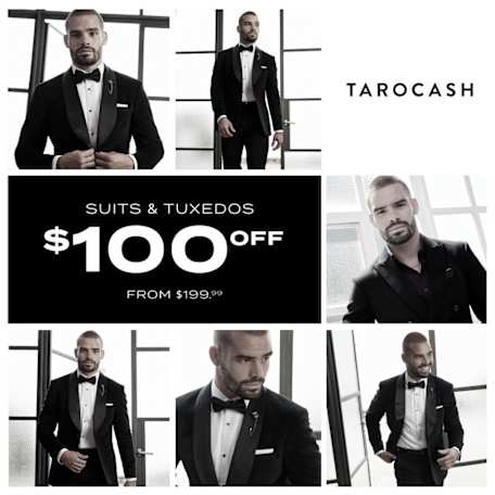 Tarocash: Take $AU100 off Suits & Tuxedos -
