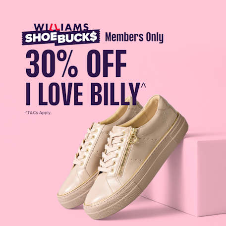 Williams Shoes: 30% Off I Love Billy